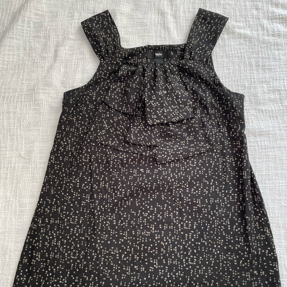Mossimo Black & Tan Speckled Pattern Blouse With Blow Detail In Front -Small